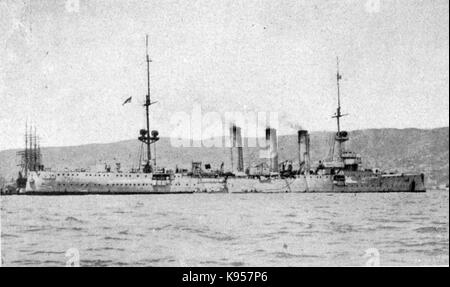 Kleiner Kreuzer SMS DRESDEN a Valparaiso, Cile, 13. Novembre 1914 Foto Stock