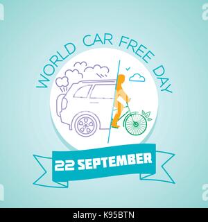 Calendario per ogni giorno il 22 settembre. greeting card. vacanze - mondo la Giornata senza automobili. Icona in stile lineare Illustrazione Vettoriale