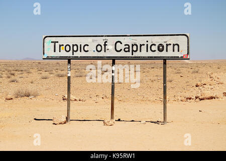 Tropico del Capricorno segno in Namibia, africa. Foto Stock