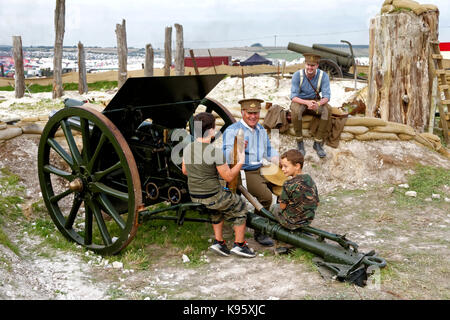 La Prima guerra mondiale fronte occidentale mostra commemorativa al grande vapore Dorset Fair 2017 Foto Stock