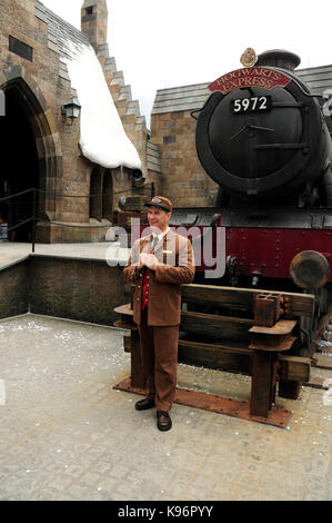 La scuola di Hogwarts Express, il mondo di Wizarding di Harry Potter, Universal Studios Florida, Stati Uniti d'America Foto Stock