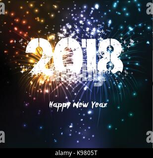 Fuochi d'artificio per il felice anno nuovo 2018 Illustrazione Vettoriale