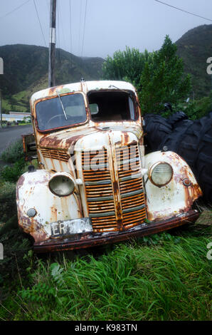 Vecchio camion Bedford, Ngawi, Cape Palliser, Wairarapa, Isola del nord, Nuova Zelanda Foto Stock