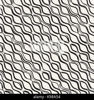 Senza cuciture decorative pattern con doodle linee. dipinto a mano grungy strisce ondulate sfondo. trendy infinite texture di freehand Illustrazione Vettoriale