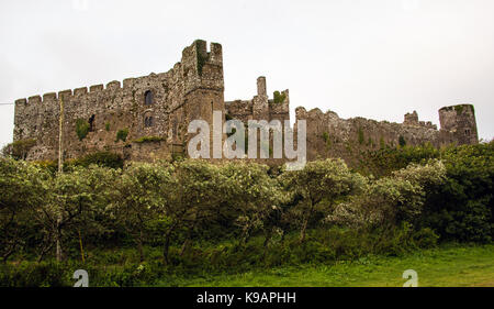 Manorbier Castle, Pembrokeshire, Galles. Regno Unito Foto Stock