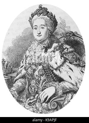 Un 1910 stampato ritratto di Caterina la Grande (Caterina II di Russia) - ex princess Sophie Anhalt-Zerbst di Stettino (ora Szczecin Polonia), Pomerania, la Prussia