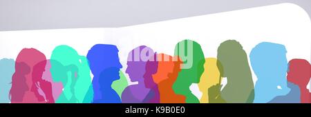 Digitali compositi di colore silhouette di persone Foto Stock
