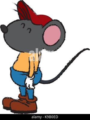 Carino il mouse lavoratore cartoon Illustrazione Vettoriale