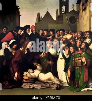 San Zanobi solleva un fanciullo morto da Ridolfo Ghirlandaio (o Ghirlandajo) 1483 - 1561 era un italiano di pittore rinascimentale di Firenze. L'Italia. Foto Stock