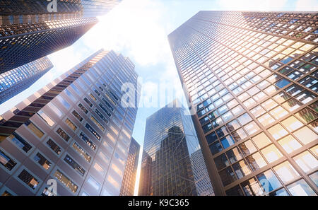 Immagine concettuale degli edifici, prospettiva visione futuristica. Foto Stock