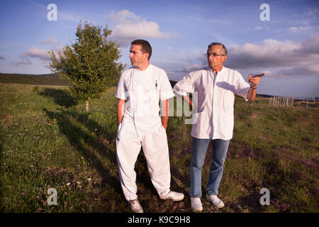 Europa-Francia-Midi-Pyrénées Aveyron-Laguiole. Ristorante Bras. Michel et Sébastien Bras. Foto Stock