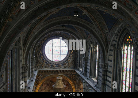 L'Italia, siena - 26 dicembre 2016: vista interna della Cattedrale metropolitana di santa maria assunta. Duccio di Buoninsegna è vetrata della Foto Stock