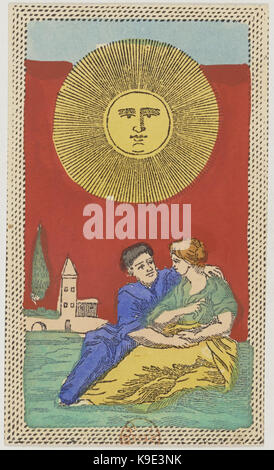 Minchiate mazzo di carte Firenze 1860 1890 trionfi 38 Il Sole Foto Stock