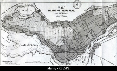 Mappa dell'isola di Montreal 1914 Foto Stock