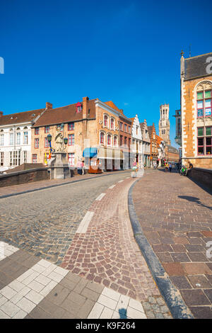 Vista sul quartiere di Brugge calli e canali, Belgio Foto Stock