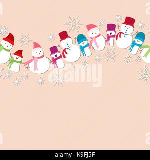 Pupazzo di neve di Natale icone pattern senza giunture Illustrazione Vettoriale