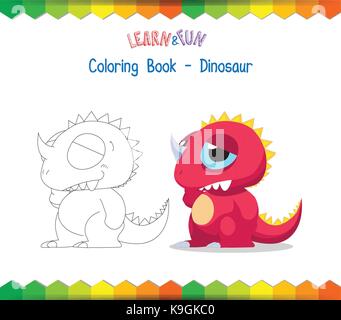 Dinosaur Coloring Book gioco educativo Illustrazione Vettoriale