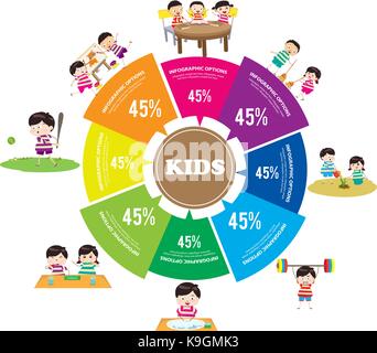 I ragazzi di apprendimento e riproduzione di una infografica Illustrazione Vettoriale