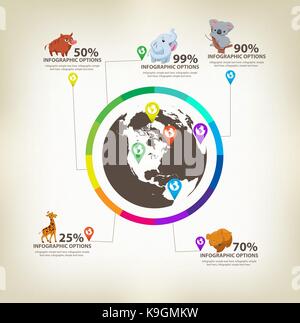 Infografico design animali vettore di elementi Illustrazione Vettoriale