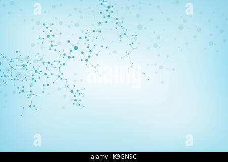 Molecola di DNA di struttura e di neuroni, linee collegate con dei puntini, genetici e di composti chimici, illustrazione Foto Stock