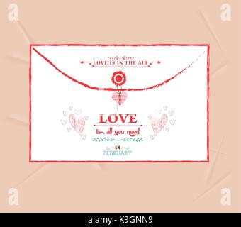 Il giorno di san valentino la busta biglietto di auguri Illustrazione Vettoriale