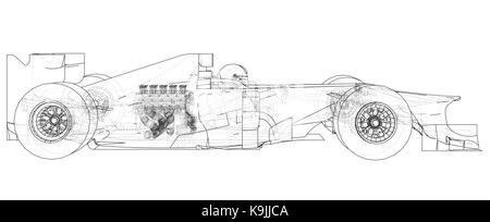 Race Car. Il filo-telaio. eps10 formato. vettore creati di 3d. Illustrazione Vettoriale