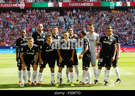 Gruppo Team-Liune fino La Liga tra Atlético de Madrid vs Sevilla FC a Wanda Metropolitano stadium in Madrid, Spagna, 22 settembre 2017 . Credito: Gtres Información más Comuniación on line, S.L./Alamy Live News Foto Stock