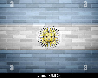 Bandiera dell'Argentina a trama su un muro di mattoni. Foto Stock