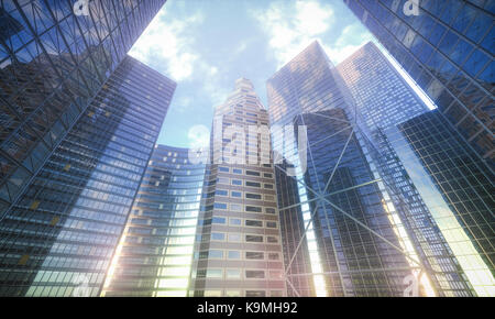 Immagine concettuale degli edifici, prospettiva visione futuristica. Foto Stock