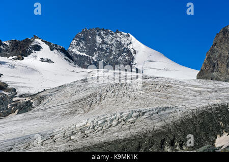 Rimpfischhorn con ghiacciaio allalingletscher, Saas fee, Vallese, Svizzera Foto Stock