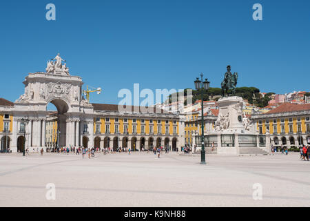 L'Arco da Rua Augusta del Praça do Comércio di Lisbona, Portogallo Foto Stock