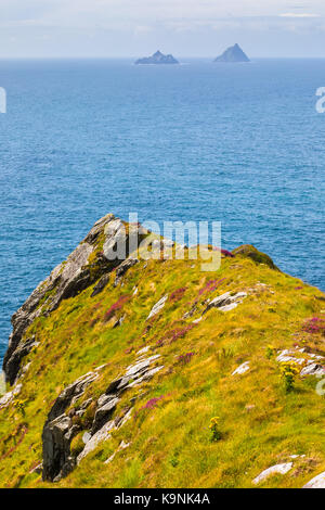 Le isole skellig, una volta noto come 'l'skellocks', sono due piccole, ripide e le isole rocciose che giace a circa 13 km ad ovest del bolo di testa sulla iveragh penins Foto Stock