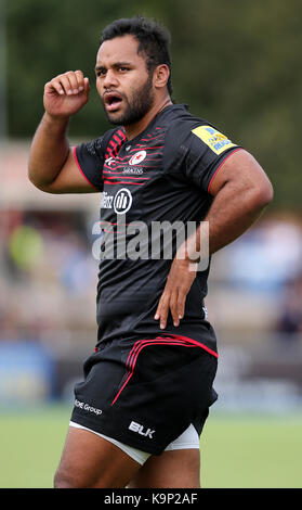 Billy Vunipola di Saracens in azione durante il match Aviva Premiership al Barnet Copthall di Londra. PREMERE ASSOCIAZIONE foto. Data foto: Sabato 23 settembre 2017. Vedi la storia della PA RugbyU Saracens. Il credito fotografico deve essere: Mark Kerton/PA Wire. RESTRIZIONI: Solo per uso editoriale. Nessun uso commerciale. Foto Stock