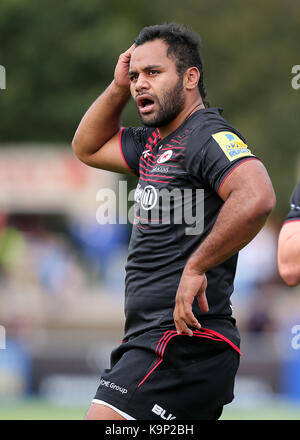 Billy Vunipola di Saracens in azione durante il match Aviva Premiership al Barnet Copthall di Londra. PREMERE ASSOCIAZIONE foto. Data foto: Sabato 23 settembre 2017. Vedi la storia della PA RugbyU Saracens. Il credito fotografico deve essere: Mark Kerton/PA Wire. RESTRIZIONI: Solo per uso editoriale. Nessun uso commerciale. Foto Stock