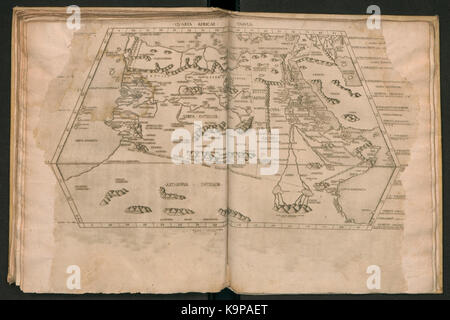 Una mappa storica del 1478, che mostra le caratteristiche geografiche e i confini politici dell'Africa all'epoca. Foto Stock
