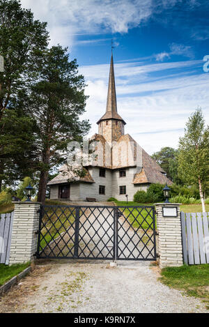 Esterno della chiesa dombas, dombas, Norvegia, Scandinavia, Europa. Foto Stock