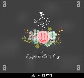 Festa della mamma floreali biglietto di auguri Illustrazione Vettoriale