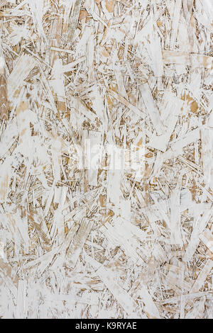 Dipinto di bianco uno strato oriented strand board osb. vintage OSB. Foto Stock