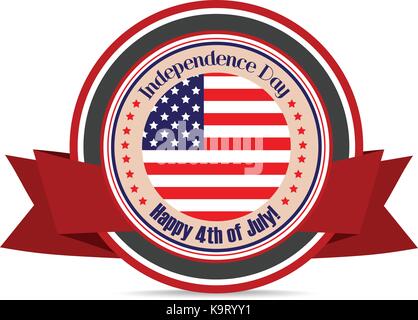 Bandiera americana per la festa dell indipendenza etichetta Illustrazione Vettoriale