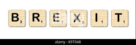 In legno tipo scrabble lettere brexit ortografia Illustrazione Vettoriale