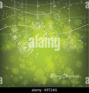 Verde di Natale sfondo con decorazioni di Natale Illustrazione Vettoriale