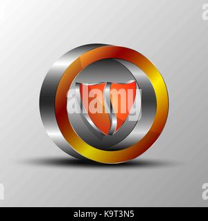 La illustrazione vettoriale di protezione arancione in cerchio logo sagomato Illustrazione Vettoriale