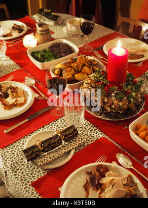 Un appetitoso pranzo di natale Foto Stock