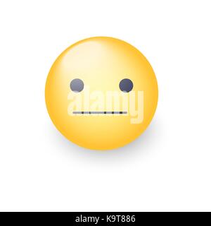 Indifferenti gli Emoji cartoon icona. inespressive emoticon faccia. faccina neutrale umore Illustrazione Vettoriale