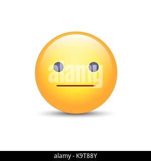Indifferenti gli Emoji cartoon icona. inespressive emoticon faccia. faccina neutrale umore Illustrazione Vettoriale