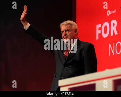 Primo ministro del Galles, carwyn jones, offre un discorso durante il partito laburista conferenza in Brighton. Foto Stock