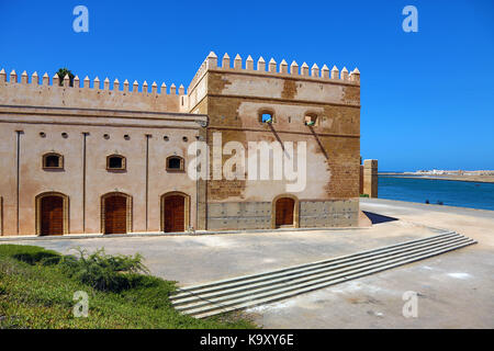 Pareti esterne della Kasbah di udayas a Rabat, Marocco Foto Stock