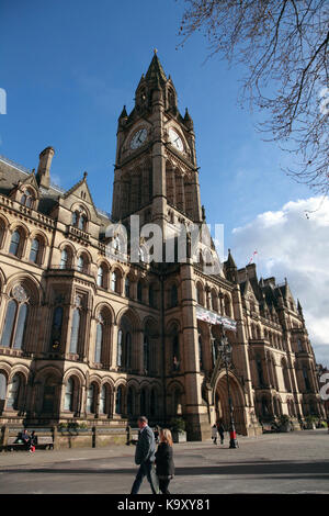 Manchester town hall, Vittoriano edificio gotico in piazza Albert, Manchester, Inghilterra Foto Stock