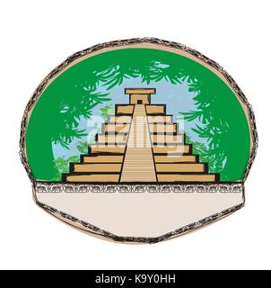 La piramide Maya, a Chichen Itza, Messico Illustrazione Vettoriale