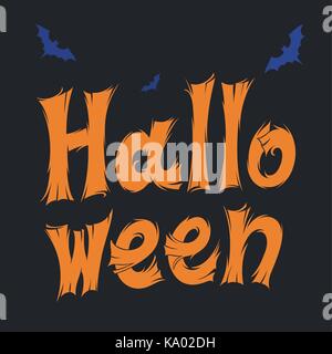 Felice scritta vettoriale manoscritta di Halloween Illustrazione Vettoriale